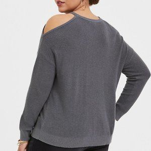 Torrid Grey Rib Cold Shoulder Sweater